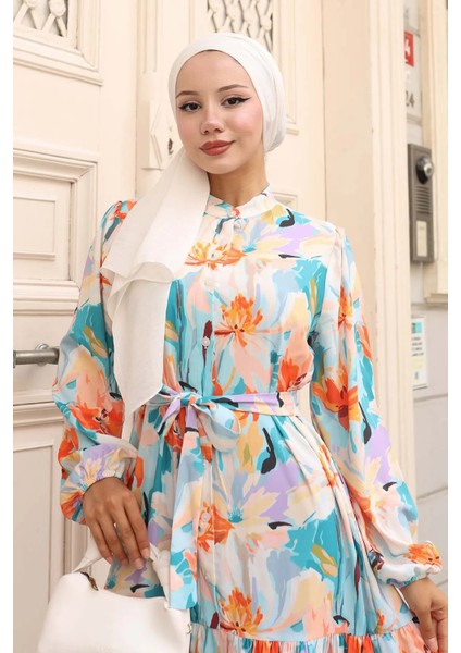 Desenli Tesettür Elbise fiyatları
