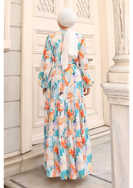 Desenli Tesettür Elbise indirimleri