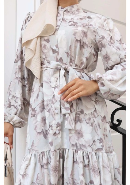 Desenli Tesettür Elbise modelleri