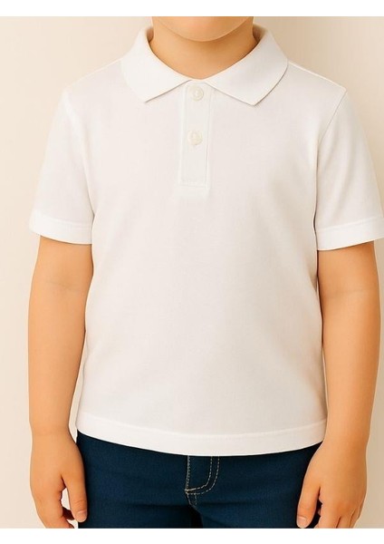 Çocuk Pamuklu Yakalı Dokulu Kumaş Kısa Kollu T-Shirt modelleri