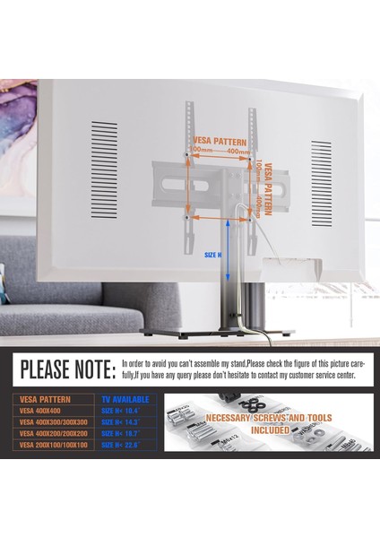 Universal Tv Standı - 27-60 Inch LCD LED Tv Için - Yükseklik Ayarlı, Temper Cam Ayaklı, Kablo Düzenleyicili fırsatları