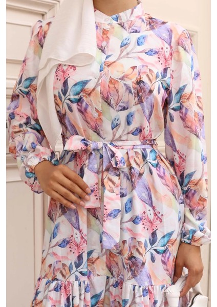 Desenli Tesettür Elbise modelleri