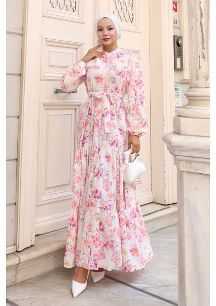 Desenli Tesettür Elbise