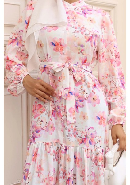 Desenli Tesettür Elbise modelleri