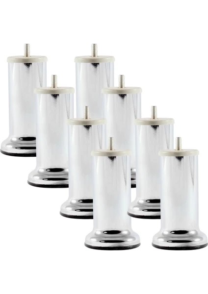 Vidalı Ayak Baza Ayağı Koltuk Ayağı Kanepe Ayağı Mobilya Ayağı Krom 12 cm (8 Adet)