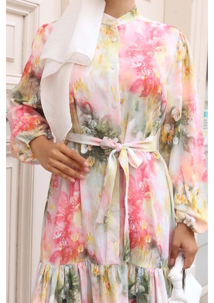 Desenli Tesettür Elbise modelleri