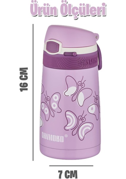 Çocuk 350 ml Pipetli Paslanmaz Çelik Termos Bpa Içermez 9 Renk modelleri
