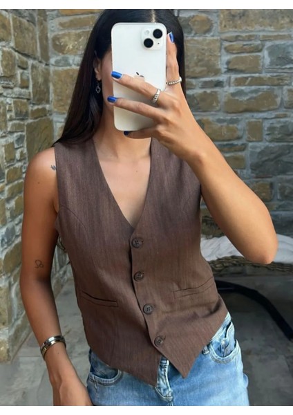 Keten Astarlı Yelek