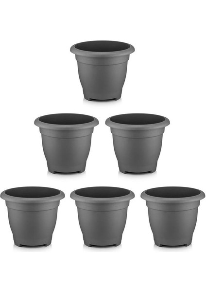So-Vhs4 Dekoratif Vaha Saksı Iç ve Dış Mekan 7.7 Lt Antrasit 6 Adet
