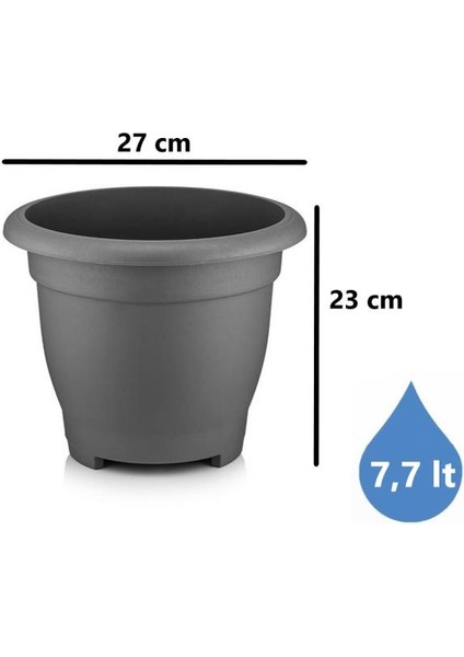So-Vhs4 Dekoratif Vaha Saksı Iç ve Dış Mekan 7.7 Lt Antrasit 6 Adet fiyatları