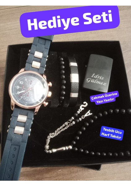 Özel Kutulu Hediyelik Erkek Kombin Saat Seti Eşinize Sevgilinize Hediye Seti - 6053
