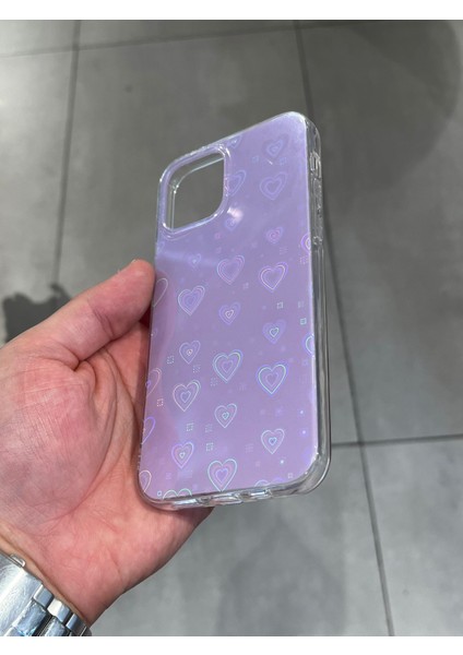 Apple iPhone 12 ve 12 Pro Uyumlu Kalp Desenli Hologramlı Silikon Kılıf modelleri