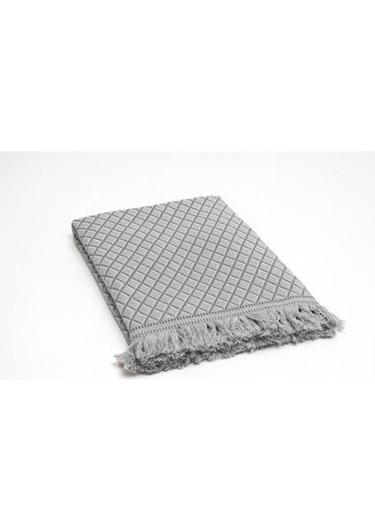 %100 Pamuk Plaj Örtüsü 170X220 cm – Gri Elmas Desen Saçaklı fiyatları