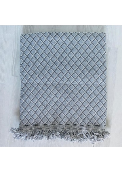 %100 Pamuk Plaj Örtüsü 170X220 cm – Gri Elmas Desen Saçaklı modelleri