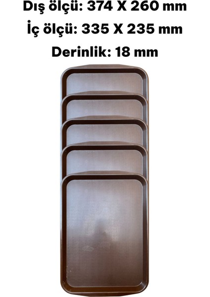Kaymaz Yüzey Plastik Servis Tepsisi – 5’li Paket 374×260MM Yemekhane, Restoran, Kafe Için Dayanıklı fiyatları