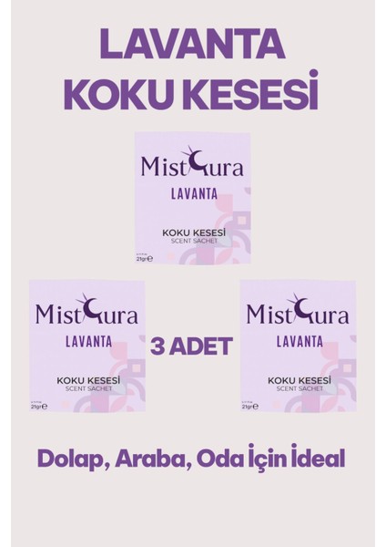 Lavanta Kokulu Koku Kesesi – Uzun Süre Kalıcı, Dolap, Araba ve Ev Için Doğal Ferahlatıcı Koku