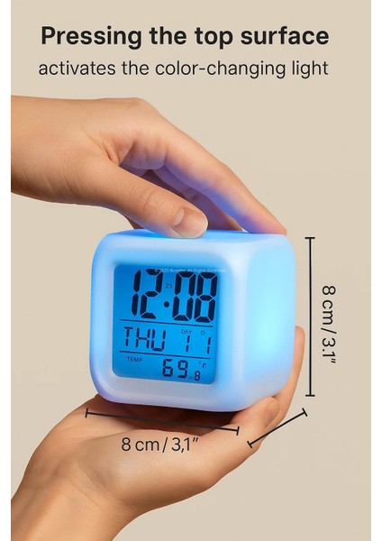 Renk Değiştiren LED Işıklı Küp Dijital Masa Saati Alarm Termometre ve Takvim Özellikli fiyatları