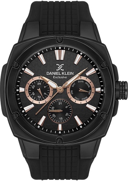 DK.1.10640.5 Siyah Bakır Aktif Fonksiyonlu Takvimli Oval Kare Model Erkek Kol Saati