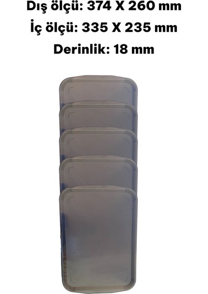 Kaymaz Yüzey Plastik Servis Tepsisi – 5’li Paket 374×260MM Yemekhane, Restoran, Kafe Için Dayanıklı