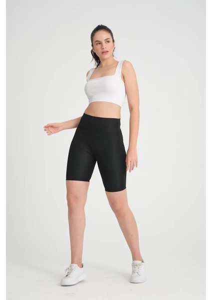 Vogsign Kadın Dalgıç Kumaş Toparlayıcı Yüksek Bel Şort Tayt 222