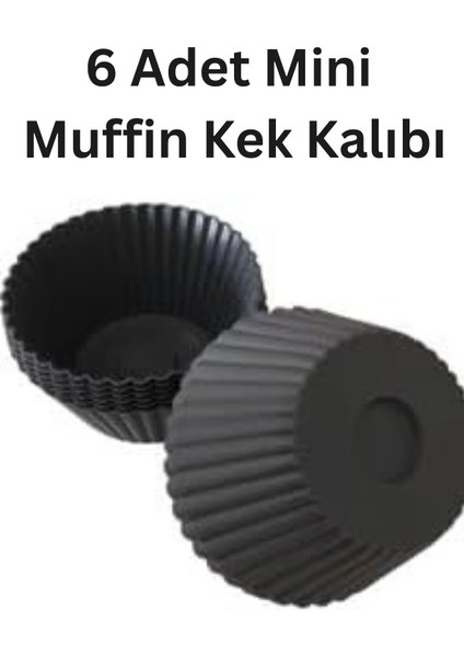 Antrasit 6'li Silikon Mini Browni - Muffin Kalıbı, Airfryer Cupcake Kek Kalıbı fiyatları