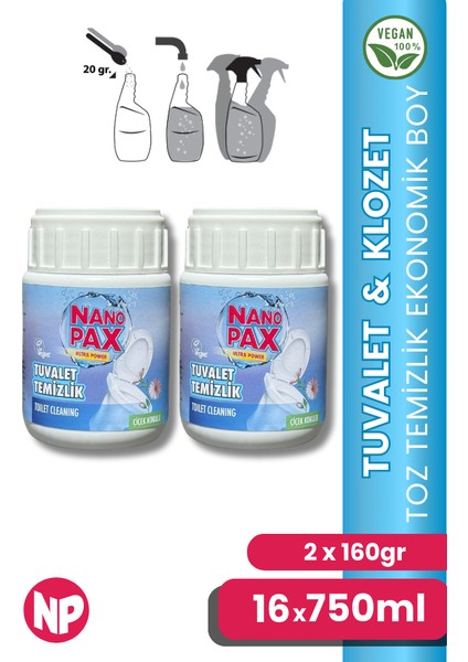 Tuvalet & Klozet Temizlik Tozu Ekonomik Bebek Boy 2 x 160GR