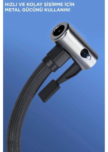 Taşınabilir Akıllı Dijital Ekranlı Araç Hava Kompresörü + Powerbank Siyah modelleri