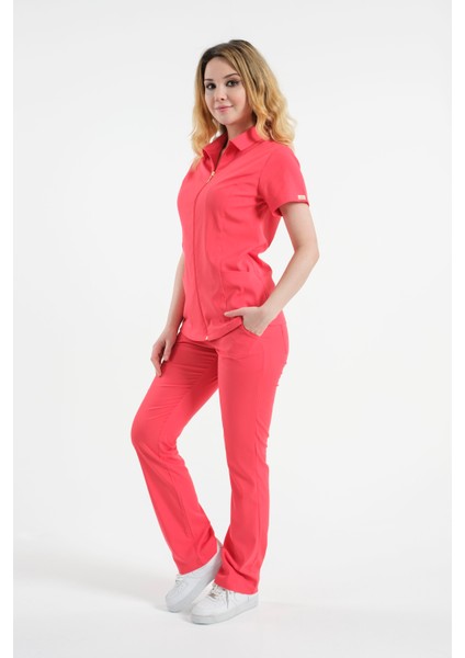 Asteria Kadın Fermuarlı Hemşire Doktor Üniforma Takım Scrubs Takım Hastane Forması