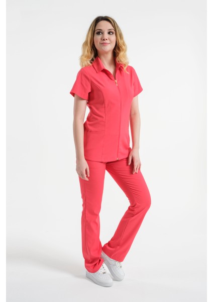 Asteria Kadın Fermuarlı Hemşire Doktor Üniforma Takım Scrubs Takım Hastane Forması fırsatları