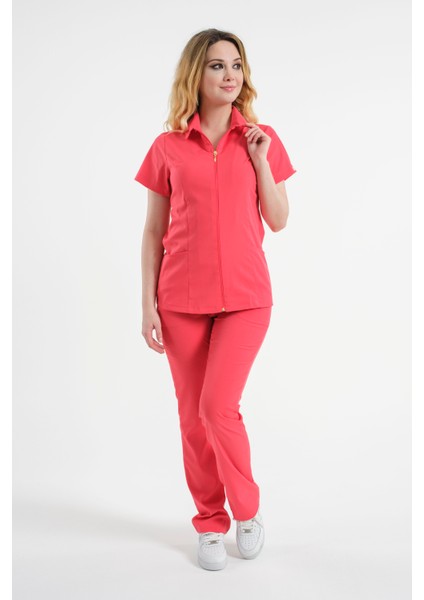 Asteria Kadın Fermuarlı Hemşire Doktor Üniforma Takım Scrubs Takım Hastane Forması indirimleri