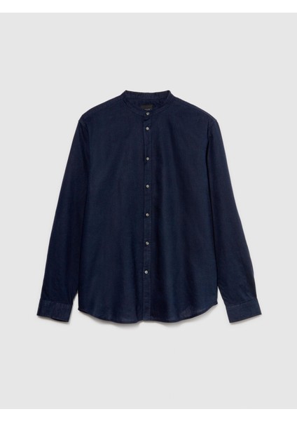 Sisley Keten Pamuk Karışımlı Hakim Yaka Regular Fit Gömlek Erkek Lacivert Gömlek - 324P59A2SQ03J indirimleri