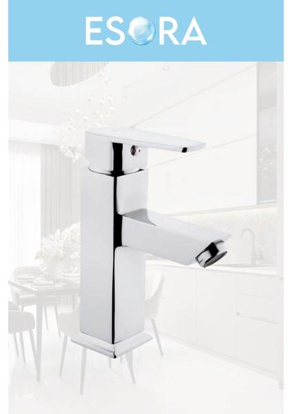 Krom Kare Sabit Aç Kapa Lavabo Bataryası