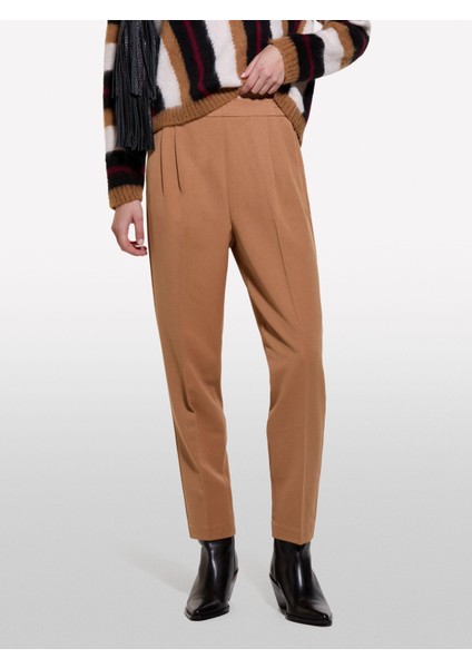 Sisley Poliviskoz Yüksek Bel Jogger Pantolon Kadın Kahverengi Pantolon - 324A4ZCWLF043