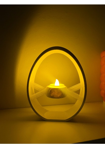 Mermer Desenli 16 cm Askılı LED Mumluk – 3D Baskı Dekoratif Yumurta modelleri