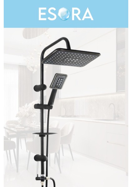 Siyah Lüx Robot Duş Seti , Lüx Kare Eviye , Lavabo , Banyo Bataryası 4’lü Set fiyatları