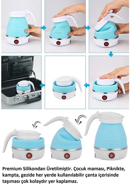 Ketıl Katlanabilir Silikonlu Elektrikli Su Isıtıcısı Kamp Piknik Su Isıtıcı Taşınabilir Mini Kettle fırsatları