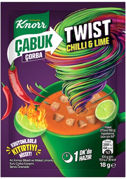 Çabuk Çorba Twist Chilli Lime 18 gr x 12 Adet