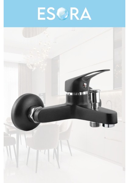 Siyah Robot Duş Set Köşe Borulu Eviye, Baston Borulu Lavabo ve Banyo Bataryası 4lü Set indirimleri