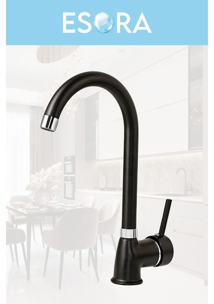 Siyah Krom Baston Borulu Eviye Mutfak , Lavabo , Banyo Bataryası 3'lü Set fiyatları