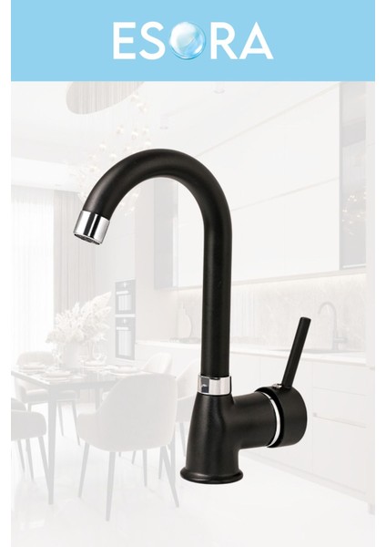 Siyah Krom Baston Borulu Eviye Mutfak , Lavabo , Banyo Bataryası 3'lü Set modelleri