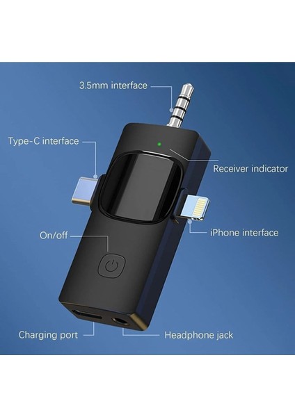 Kablosuz Tekli Yaka Mikrofonu 3.5mm Aux İphone Type-C Pc Tablet Video Ses Kayıt Vlog Usb C Ve Amfi fiyatları