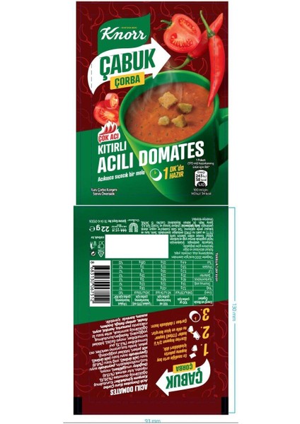 Çabuk Çorba Kıtırlı Acılı Domates 22 G x 12 Adet modelleri