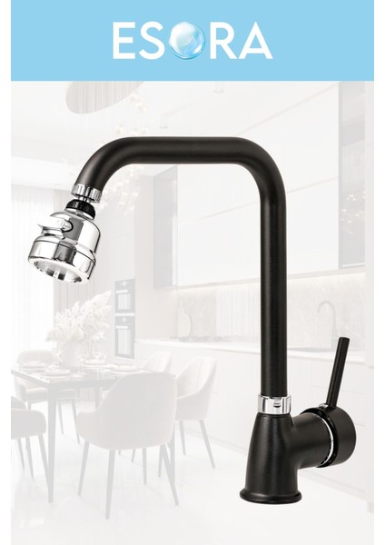 Siyah Robot Duş Seti Baston Borulu Eviye, Mix Lavabo ve Banyo Bataryası 4lü Set modelleri