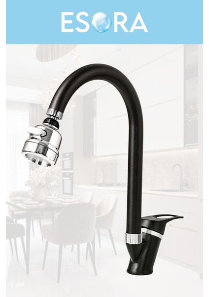 Siyah Robot Duş Seti Baston Borulu Oynar Başlıklı Eviye, Lavabo ve Banyo Bataryası 4lü Set modelleri