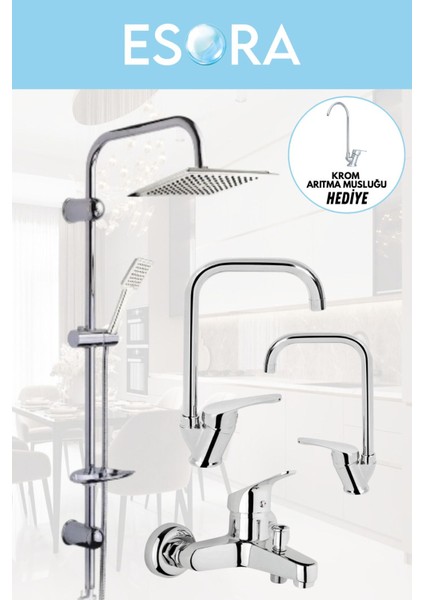 Dubai Robot Duş Sistemi, Köşe Lavabo & Mutfak ve Banyo Bataryası 4'lü Set ( Arıtma Musluğu Hediyeli)