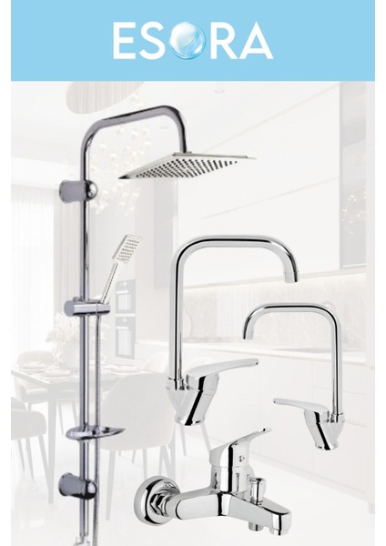 Dubai Krom Robot Duş Seti , Köşe Eviye , Lavabo , Banyo Bataryası 4’lü Set