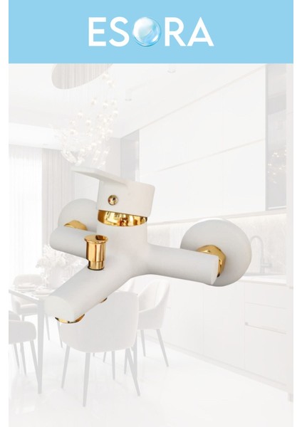 Krom Siyah Robot Duş Seti , Beyaz Gold Köşe Borulu Eviye , Lavabo , Banyo Bataryası 4’lü Set indirimleri