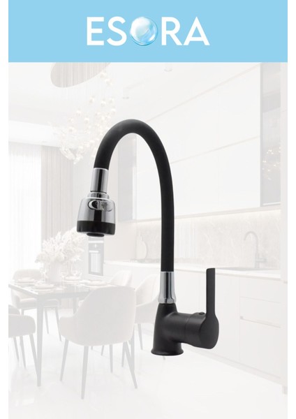 Dubai Krom Robot Duş Seti , Siyah Oynar Borulu Eviye , Baston Lavabo , Banyo Bataryası 4’lü Set modelleri