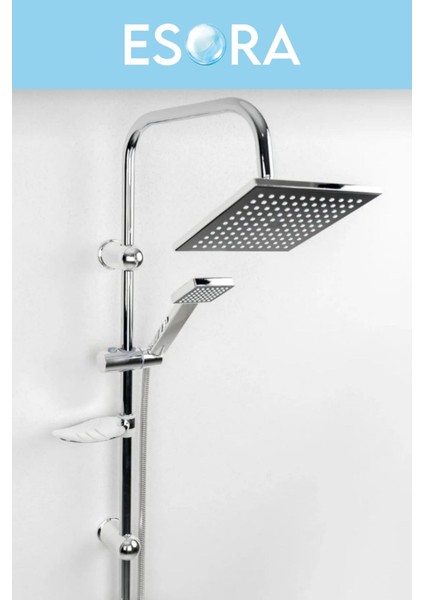 Krom Siyah Robot Duş Seti , Beyaz Köşe Borulu Eviye , Lavabo , Banyo Bataryası 4’lü Set fiyatları