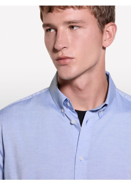 Sisley Liyosel ve Pamuk Karışımlı Normal Kesim Gömlek Erkek Mavi Gömlek - 324A5SEQSQ049 modelleri